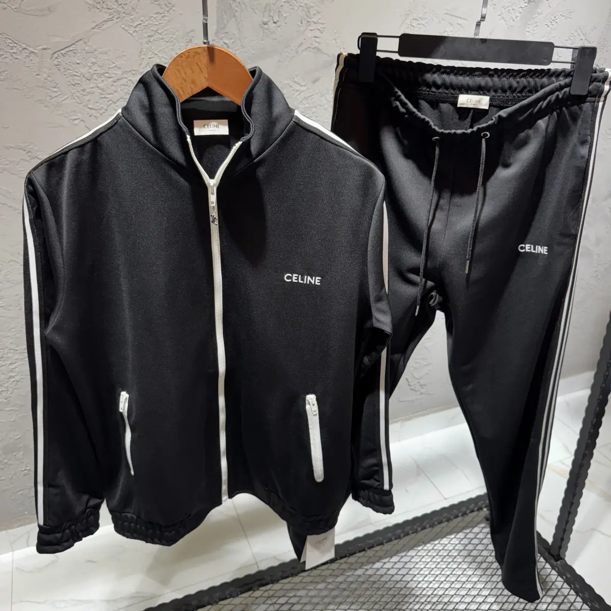 Celine Çizgili Siyah İkili Takım