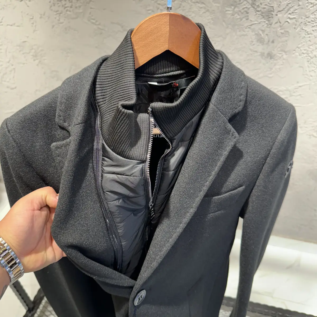 Moncler Özel Tasarım Siyah Kaban Ceket