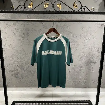 Balmain Su Yeşili Desenli Basic Tshirt