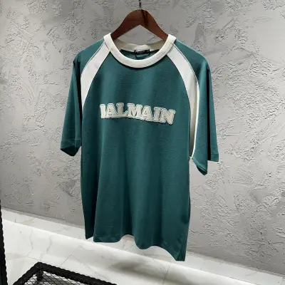 Balmain Su Yeşili Desenli Basic Tshirt