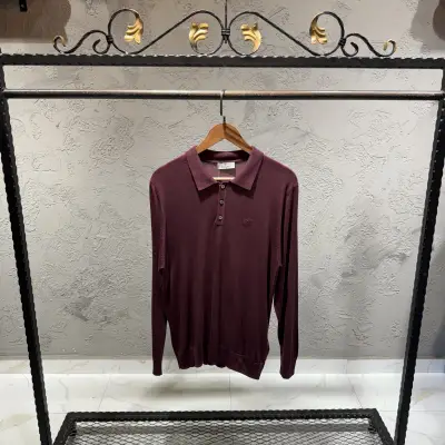 Canali Yakalı Bordo Triko Kazak