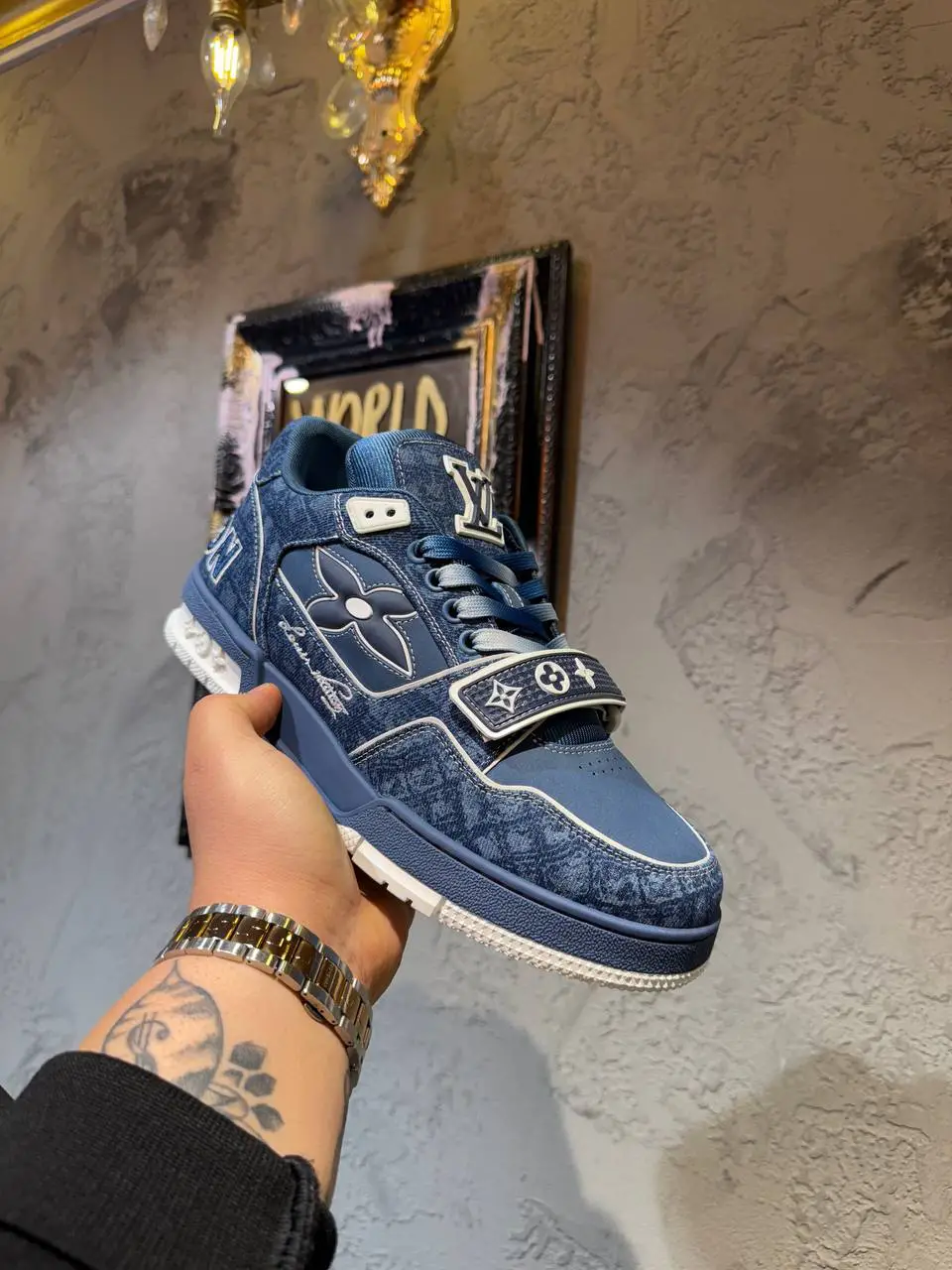 Louis Vuitton Kot Detaylı Mavi Ayakkabı