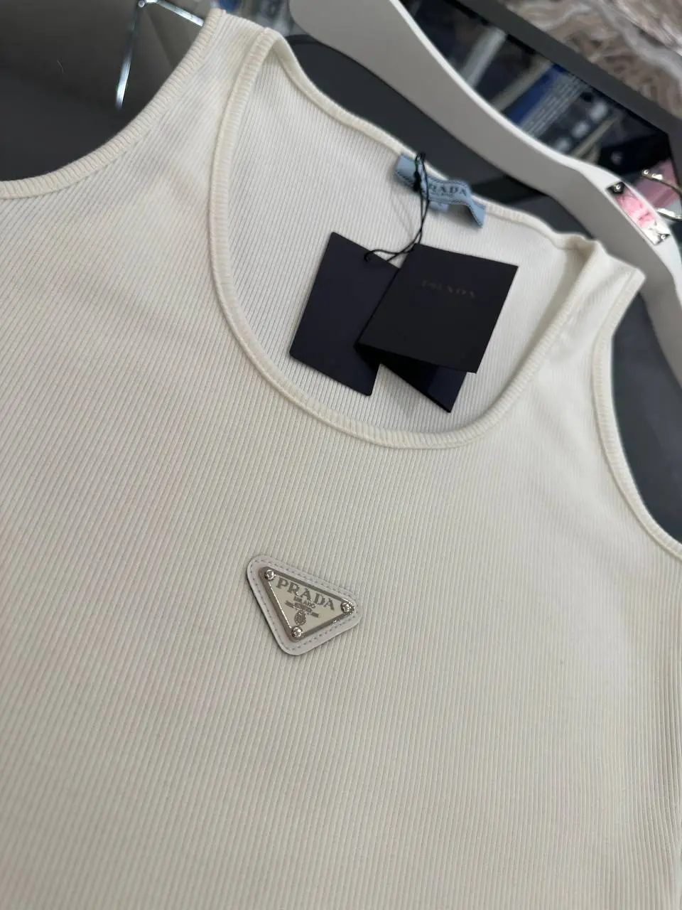 Prada Logo Detaylı Beyaz Tunik Atlet