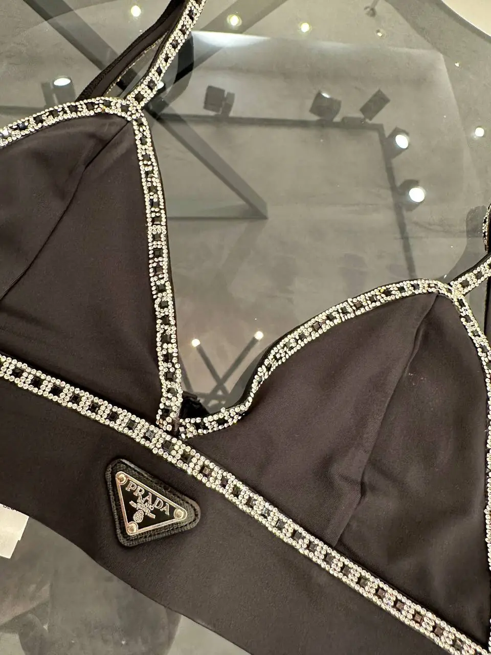 Prada Siyah Taş Detaylı Büstiyer