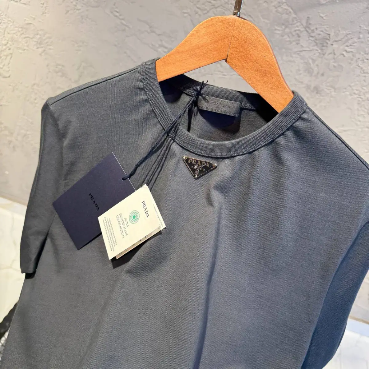 Prada Logo Detay Grey Tişört