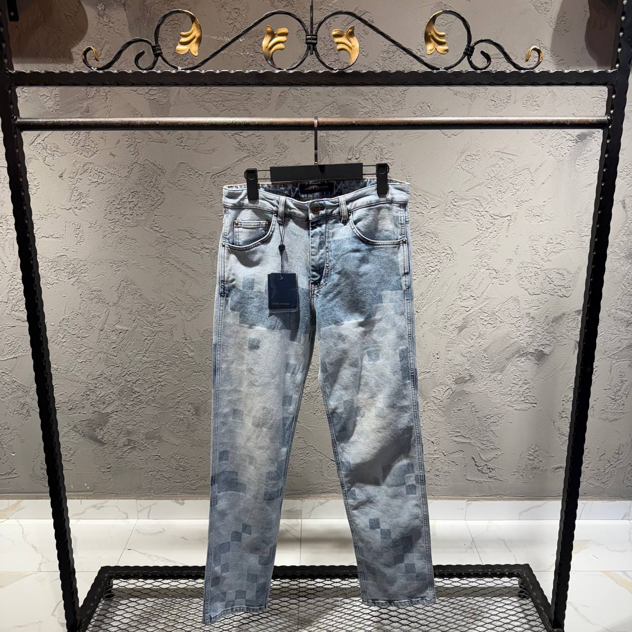 Louis Vuitton Açık Mavi Kareli Kot