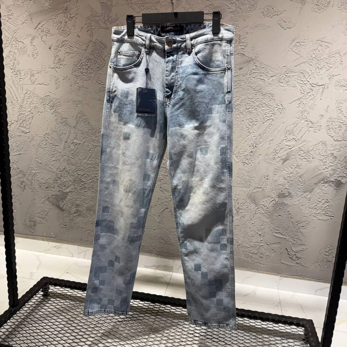 Louis Vuitton Açık Mavi Kareli Kot