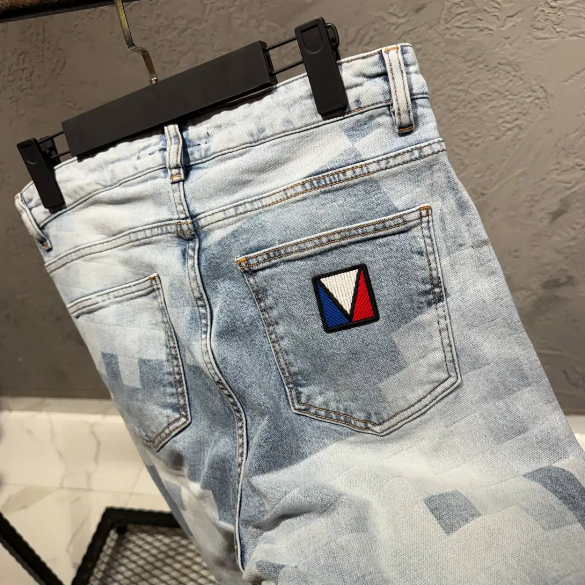 Louis Vuitton Açık Mavi Kareli Kot