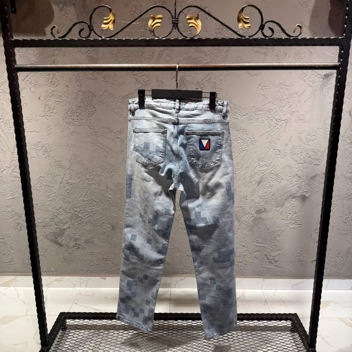 Louis Vuitton Açık Mavi Kareli Kot