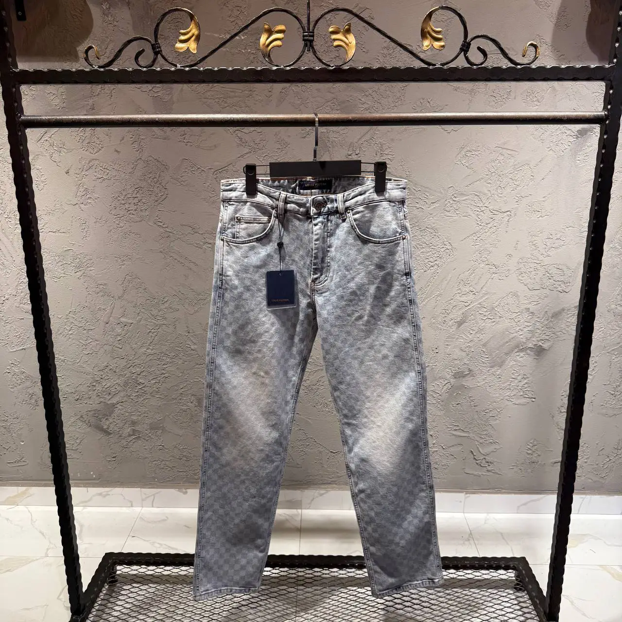 Louis Vuitton Açık Mavi Kareli Kot