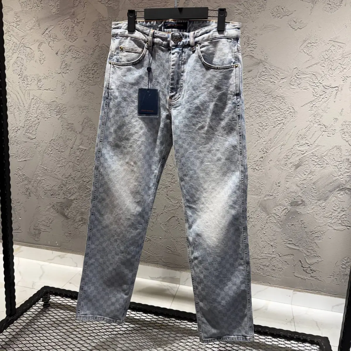 Louis Vuitton Açık Mavi Kareli Kot