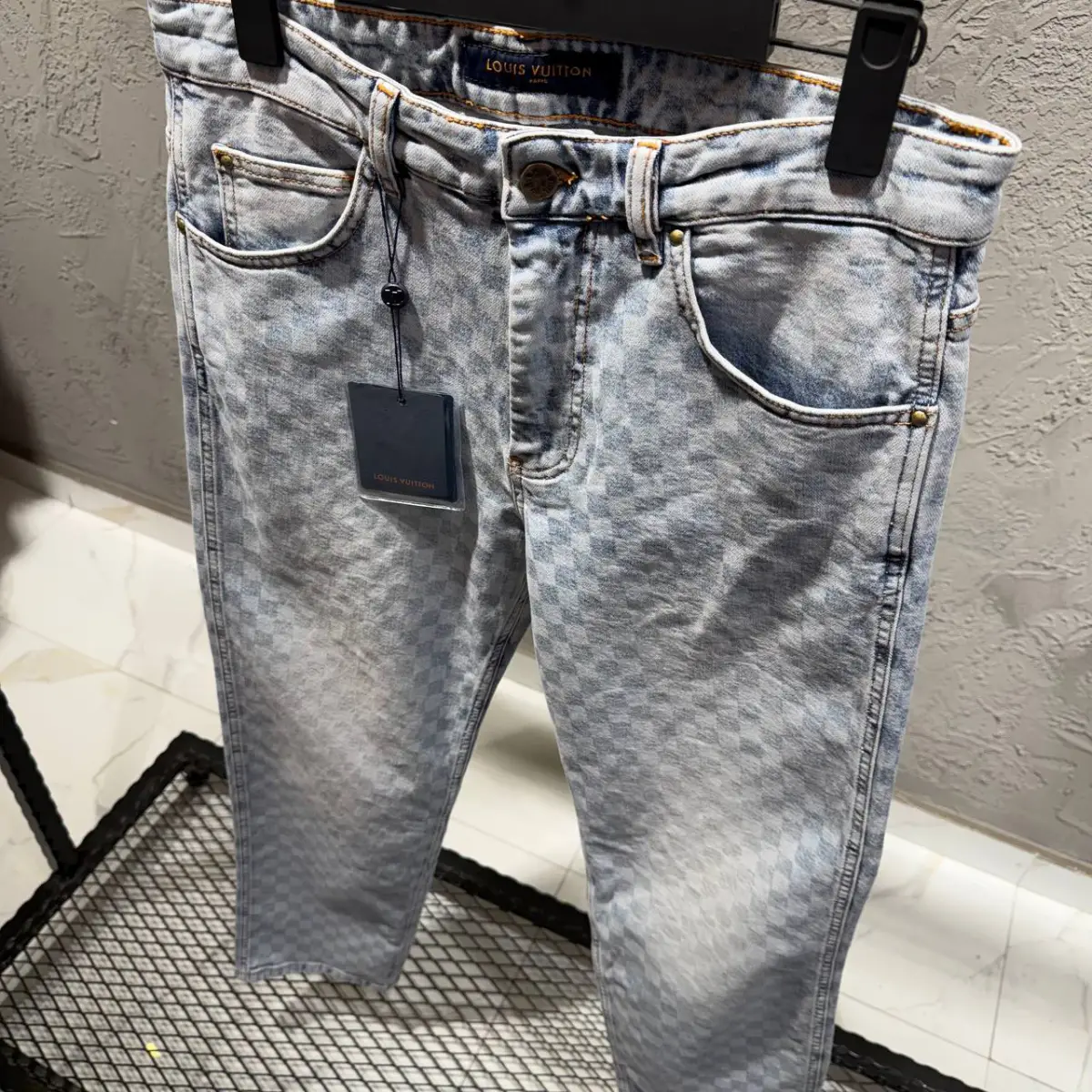 Louis Vuitton Açık Mavi Kareli Kot