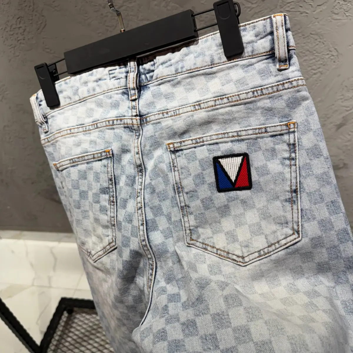 Louis Vuitton Açık Mavi Kareli Kot