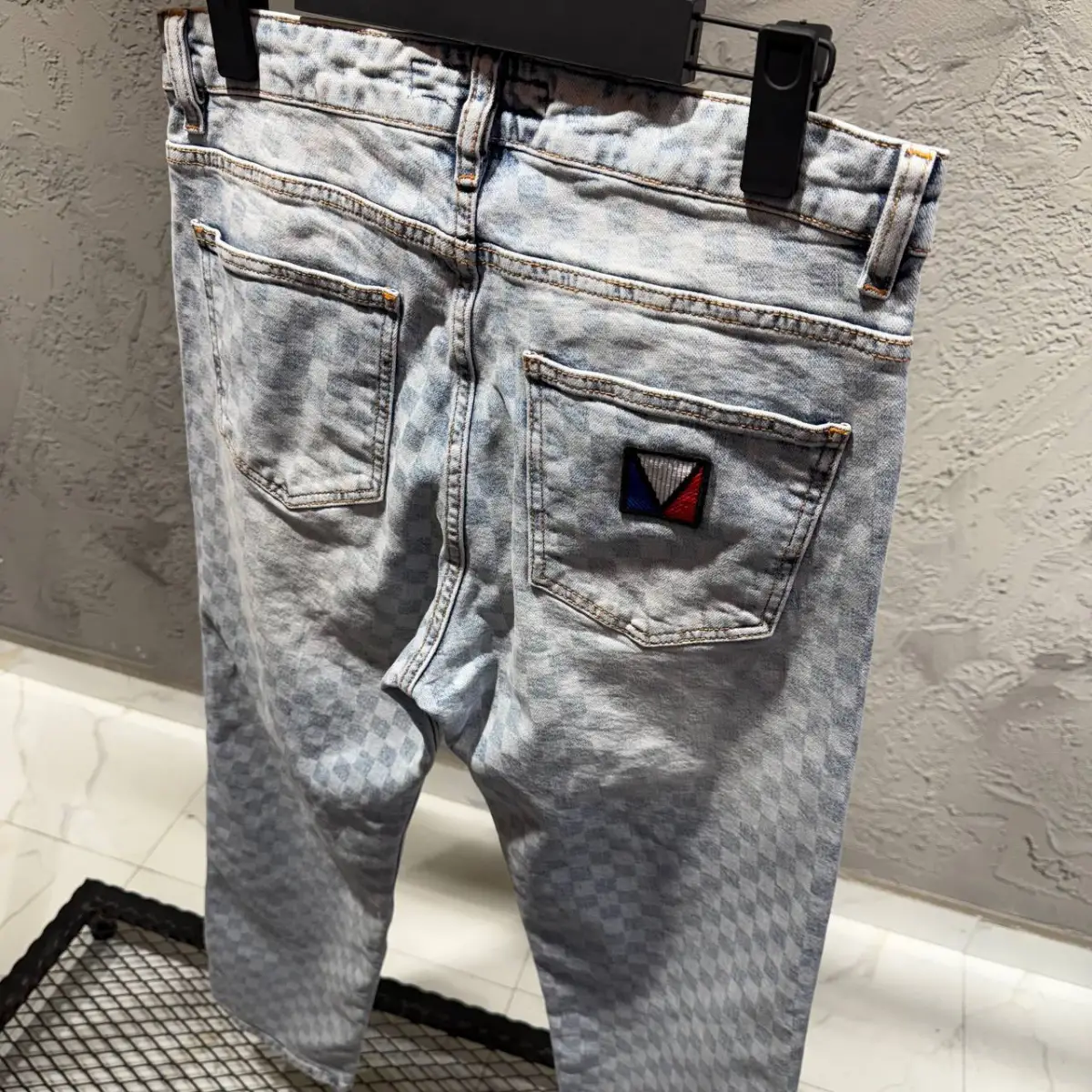 Louis Vuitton Açık Mavi Kareli Kot