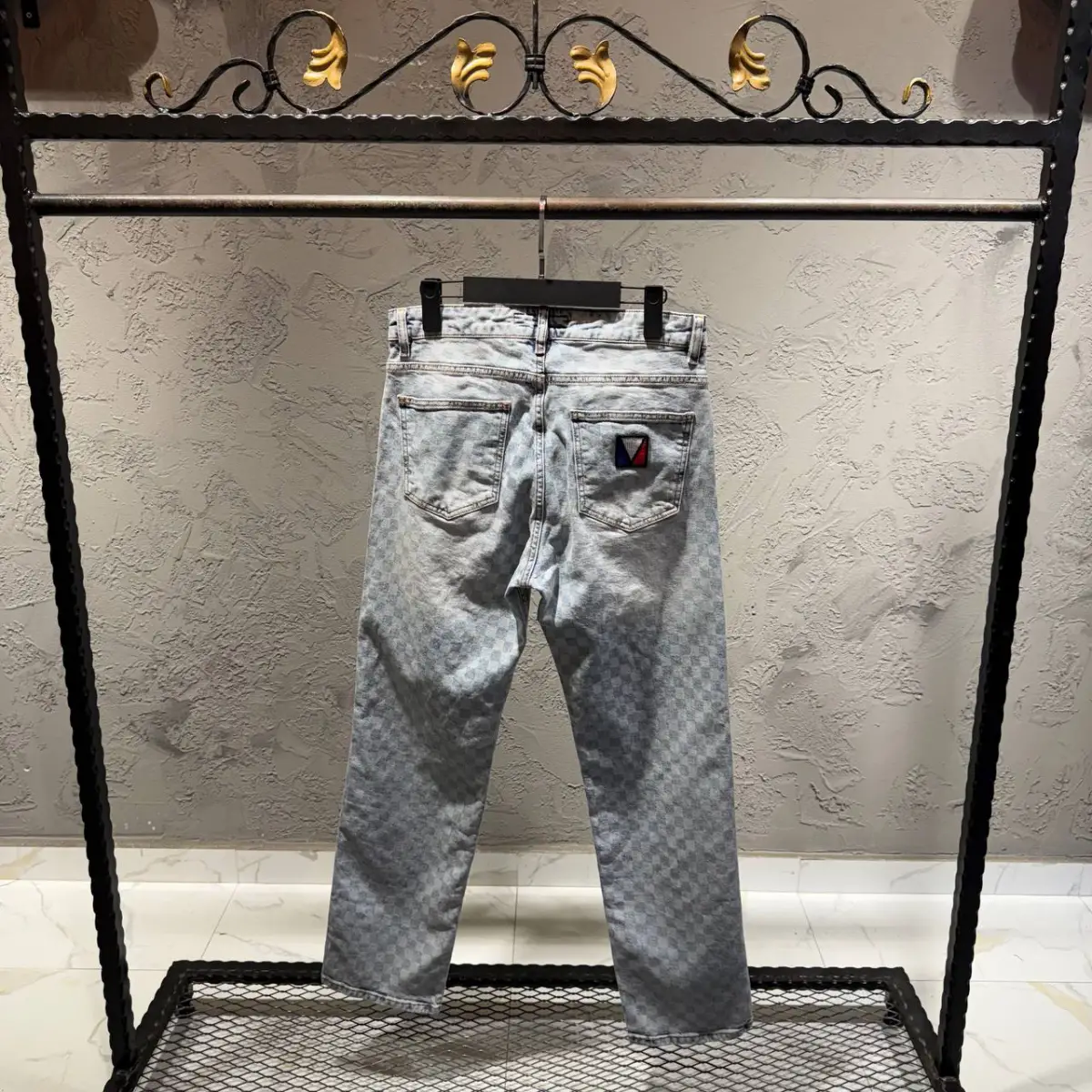 Louis Vuitton Açık Mavi Kareli Kot