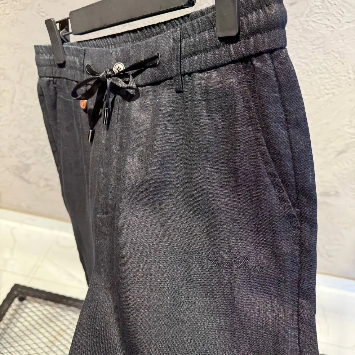 Loro Piana Siyah Keten Pantolon