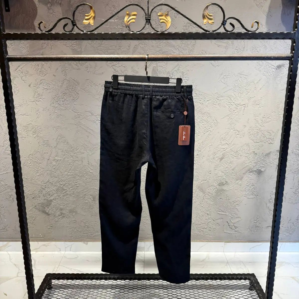 Loro Piana Siyah Keten Pantolon