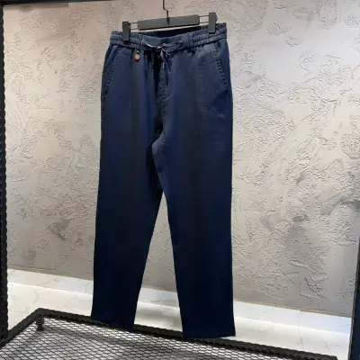 Loro Piana Lacivert Keten Pantolon