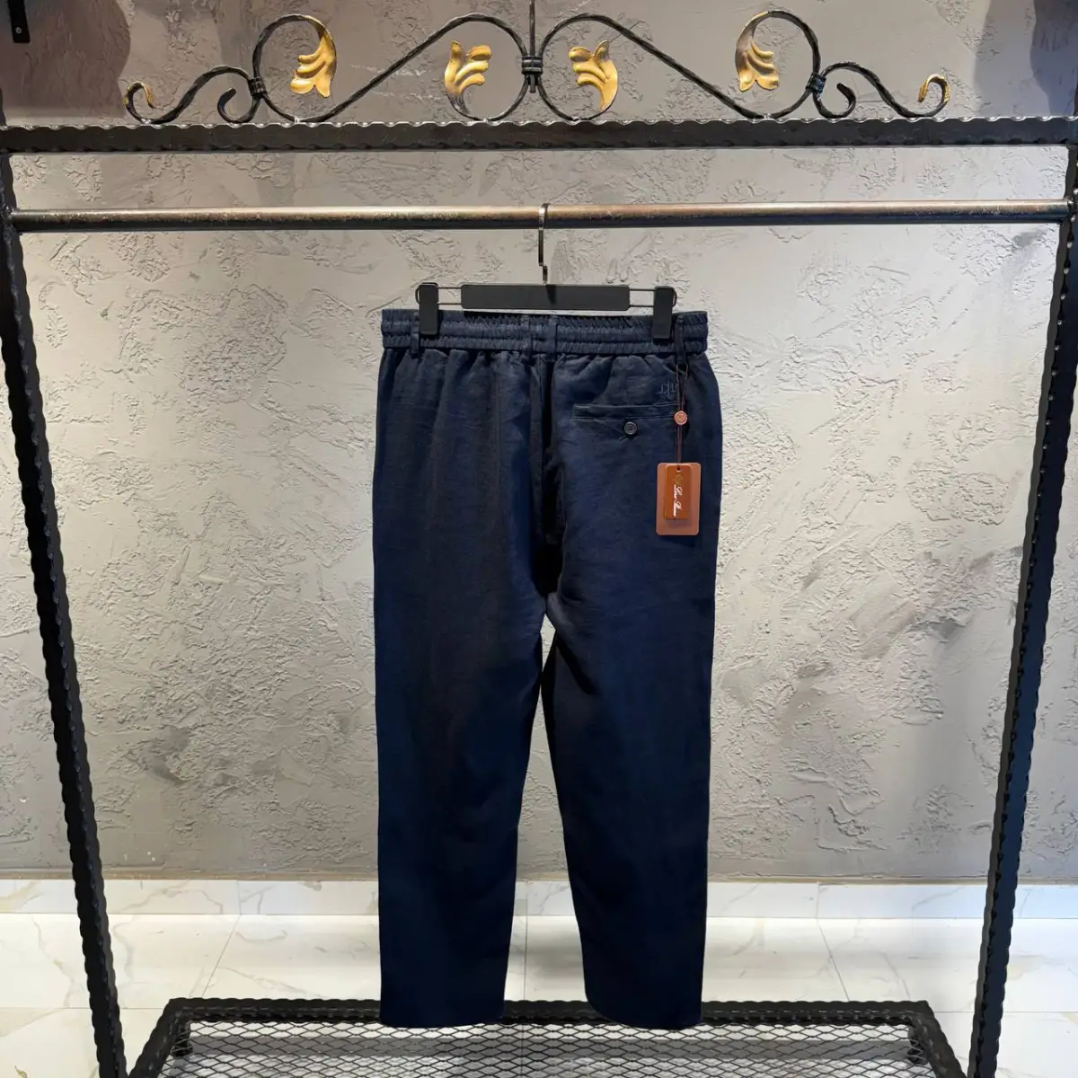 Loro Piana Lacivert Keten Pantolon