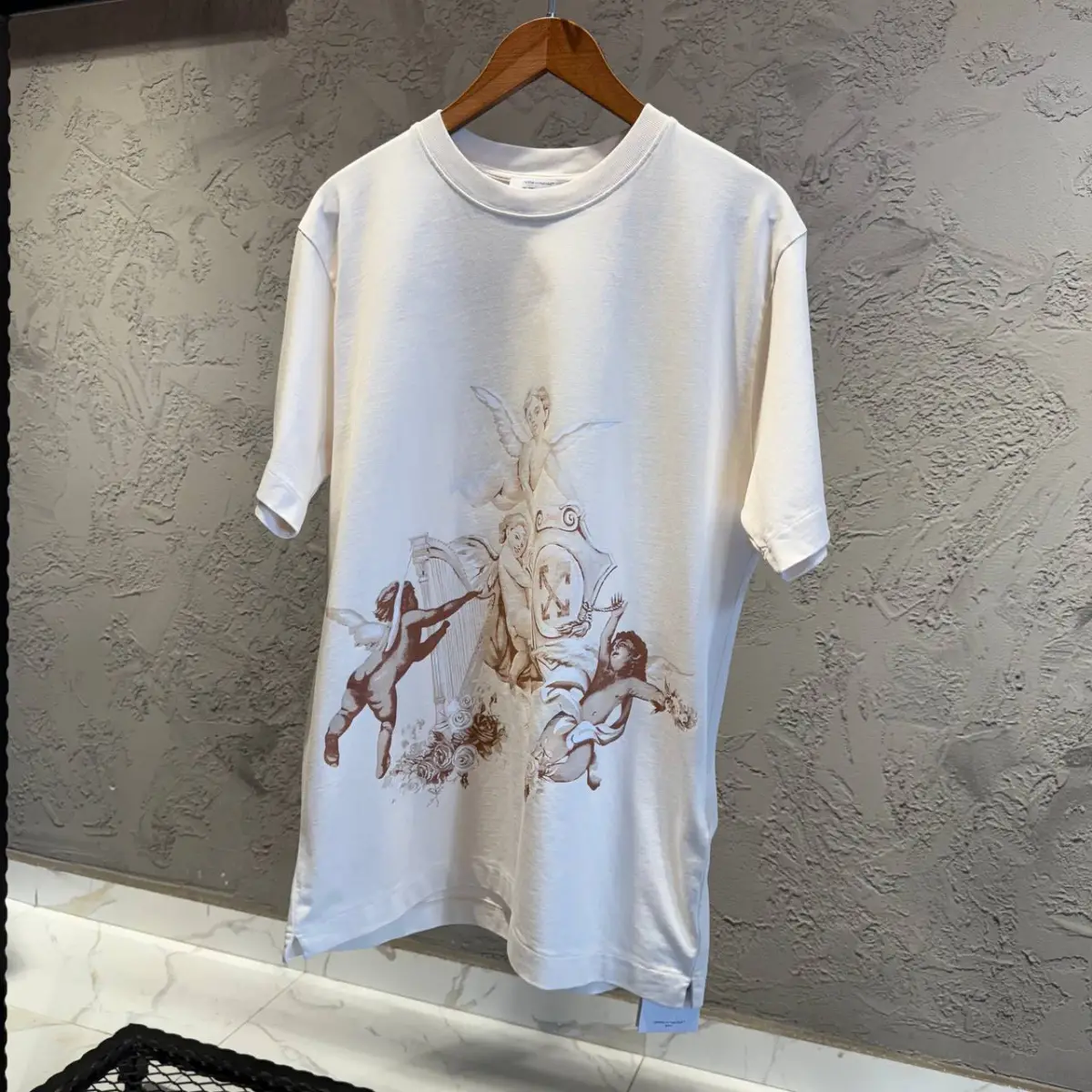 Off White Krem Baskılı Tişört