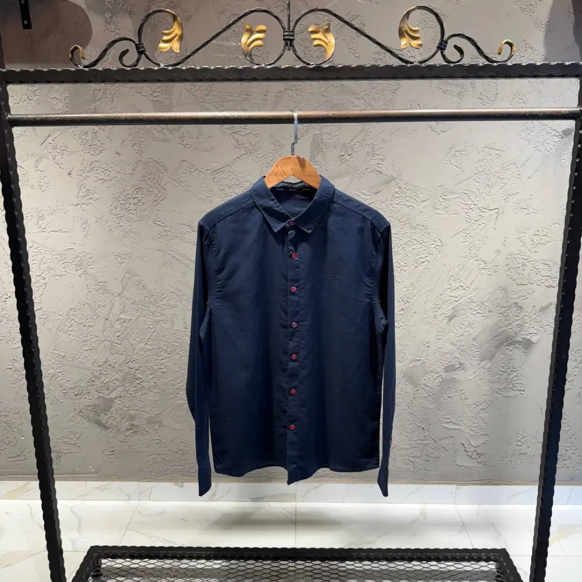 Kiton Lacivert Keten Gömlek