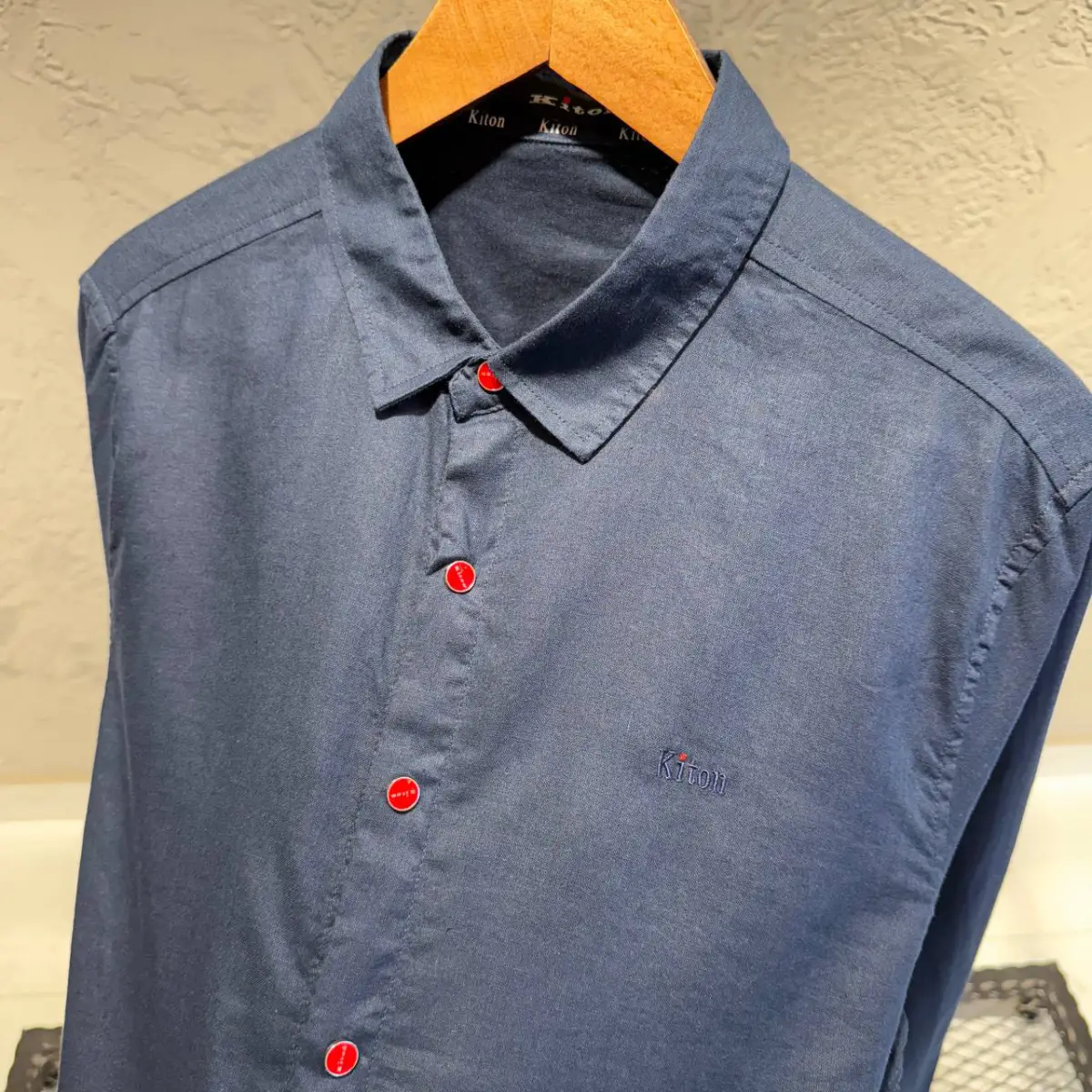 Kiton Lacivert Keten Gömlek