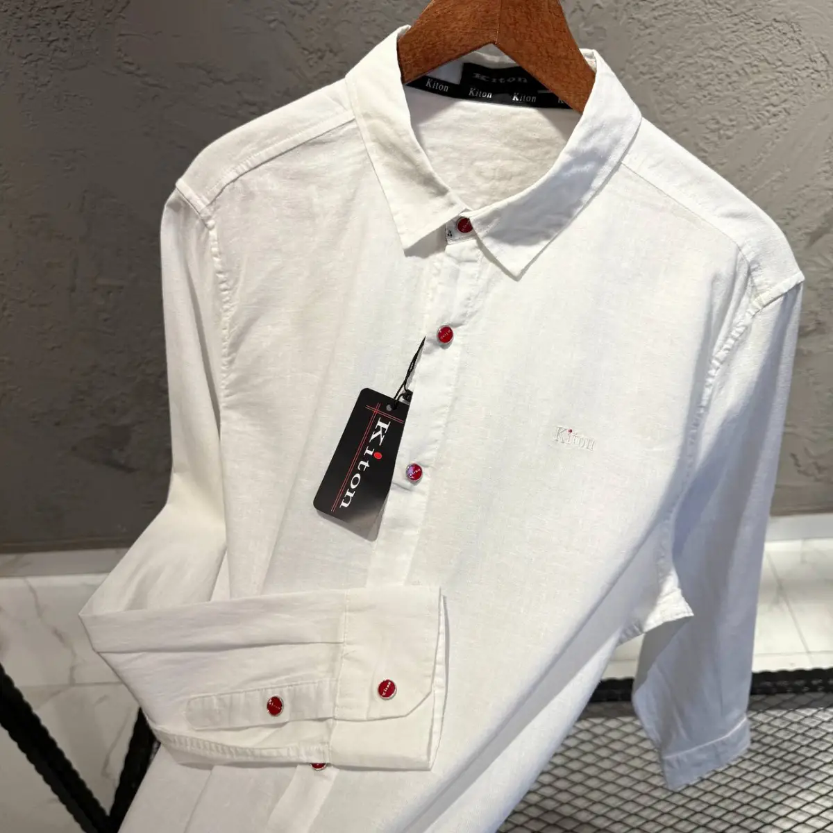 Kiton Beyaz Keten Gömlek
