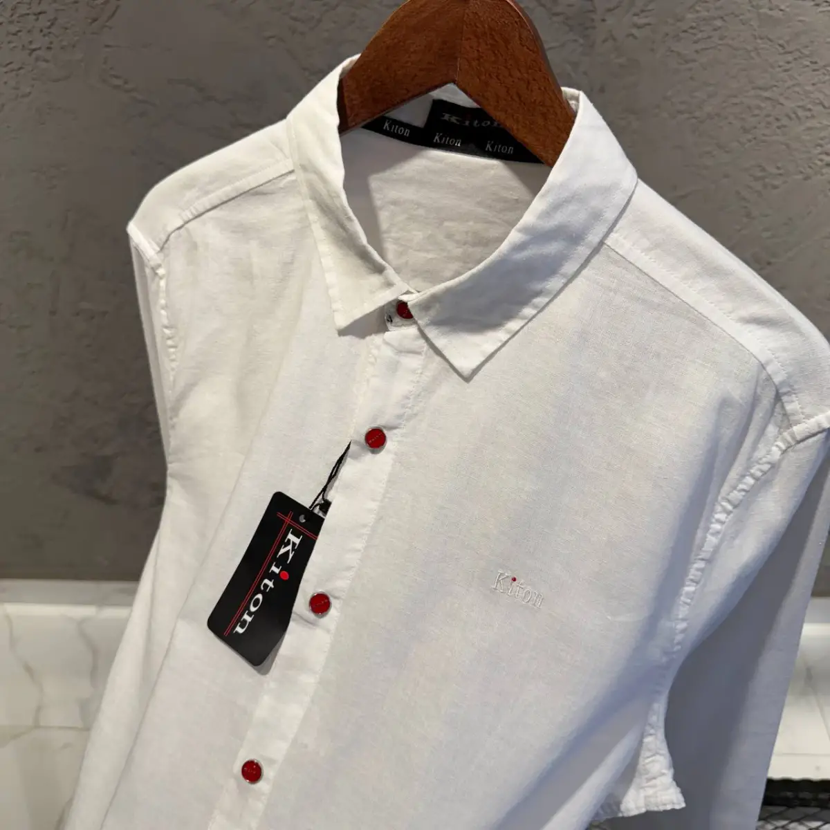 Kiton Beyaz Keten Gömlek