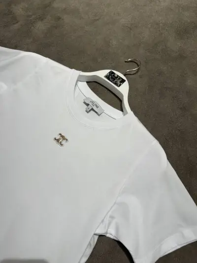 Celine Beyaz Logo Detaylı Tişort
