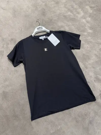 Celine Siyah Logo Detaylı Tişort