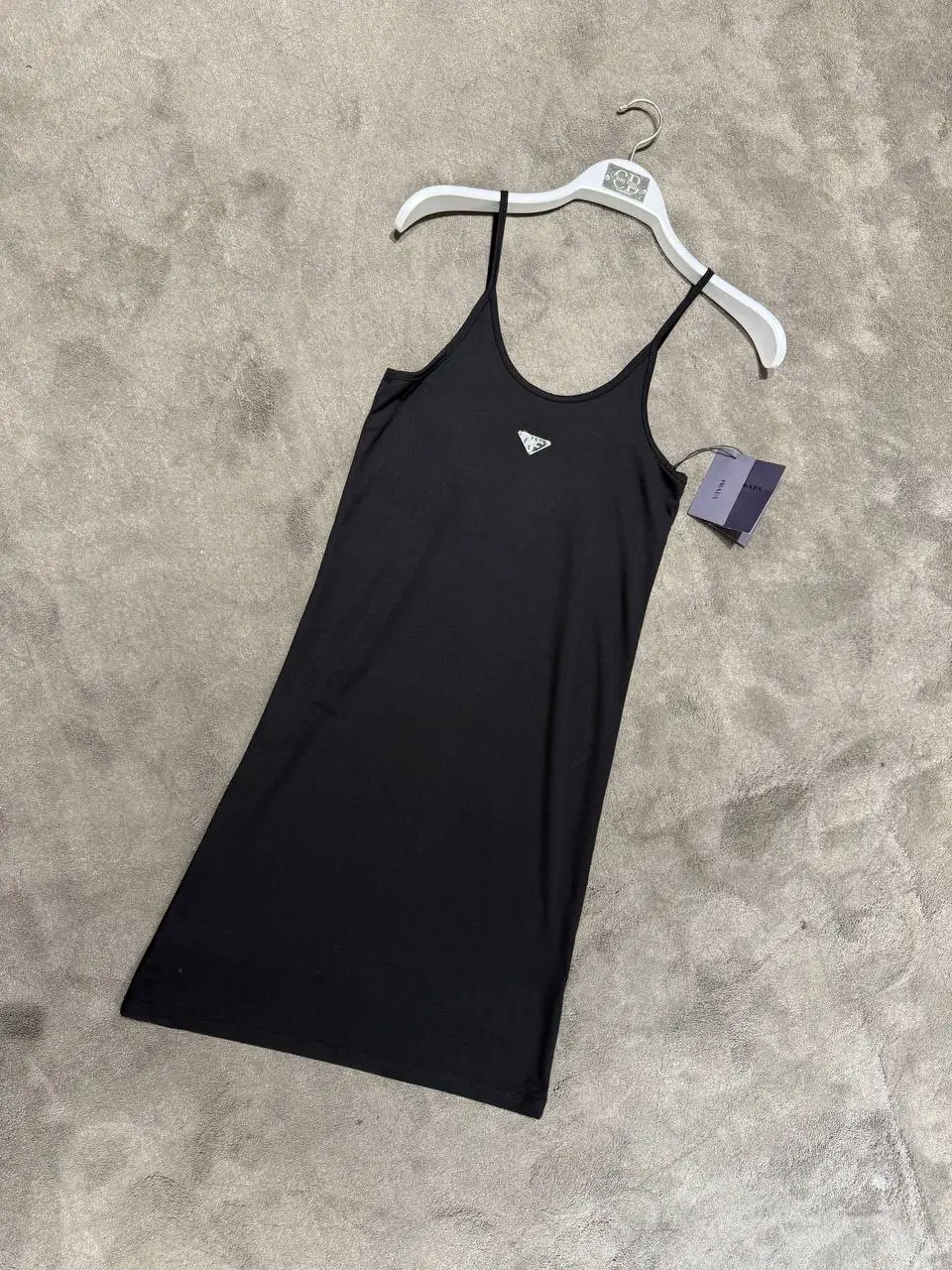 Prada Saten Siyah Logo Detaylı Elbise