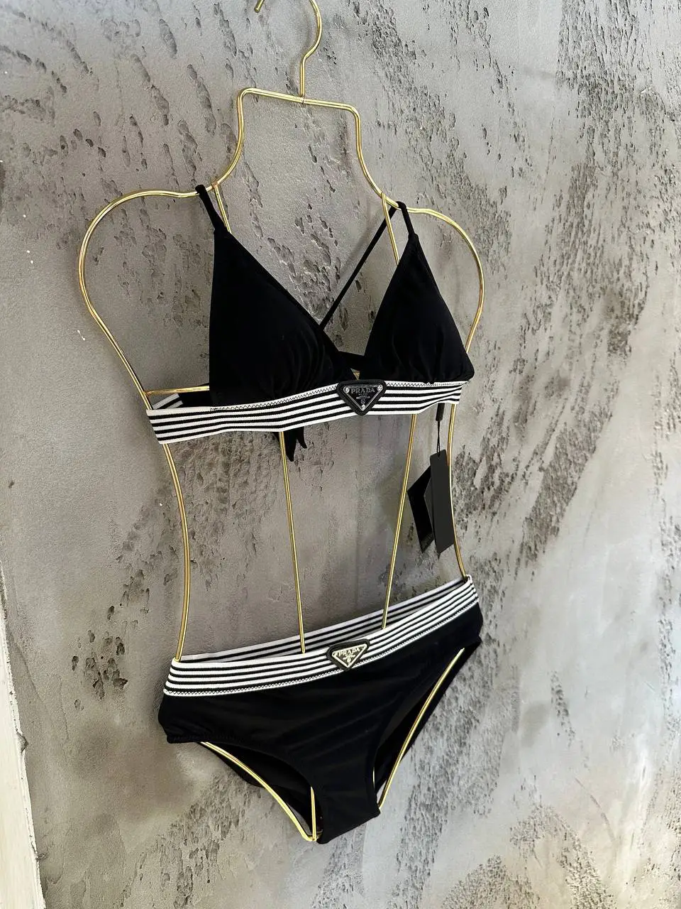 Prada Siyah Logo Detaylı Bikini