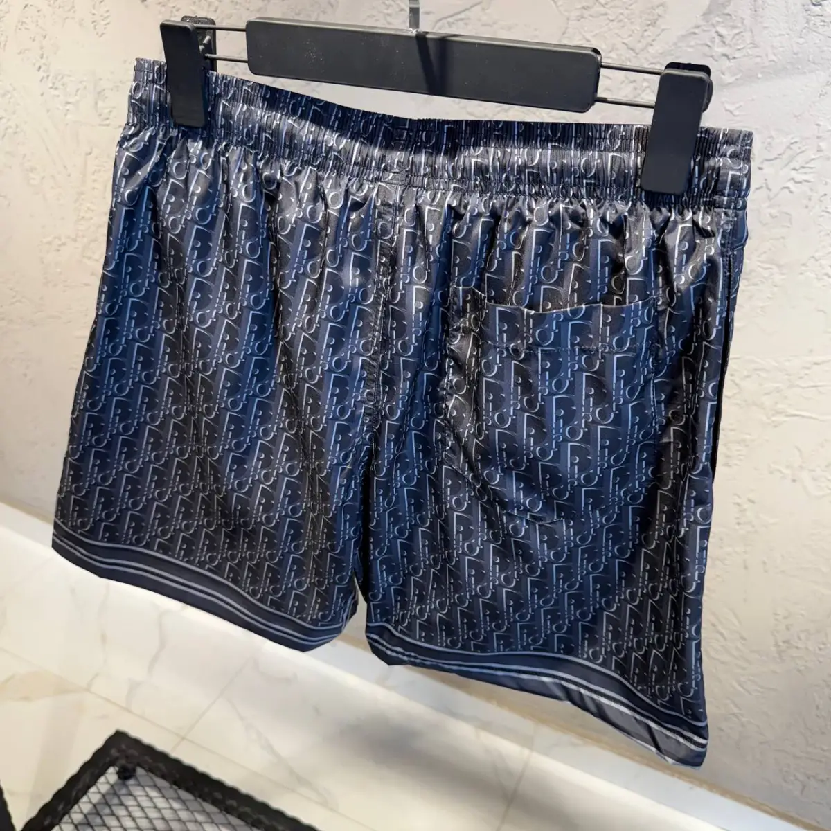 Dior Siyah Logo Detaylı Deniz Şortu