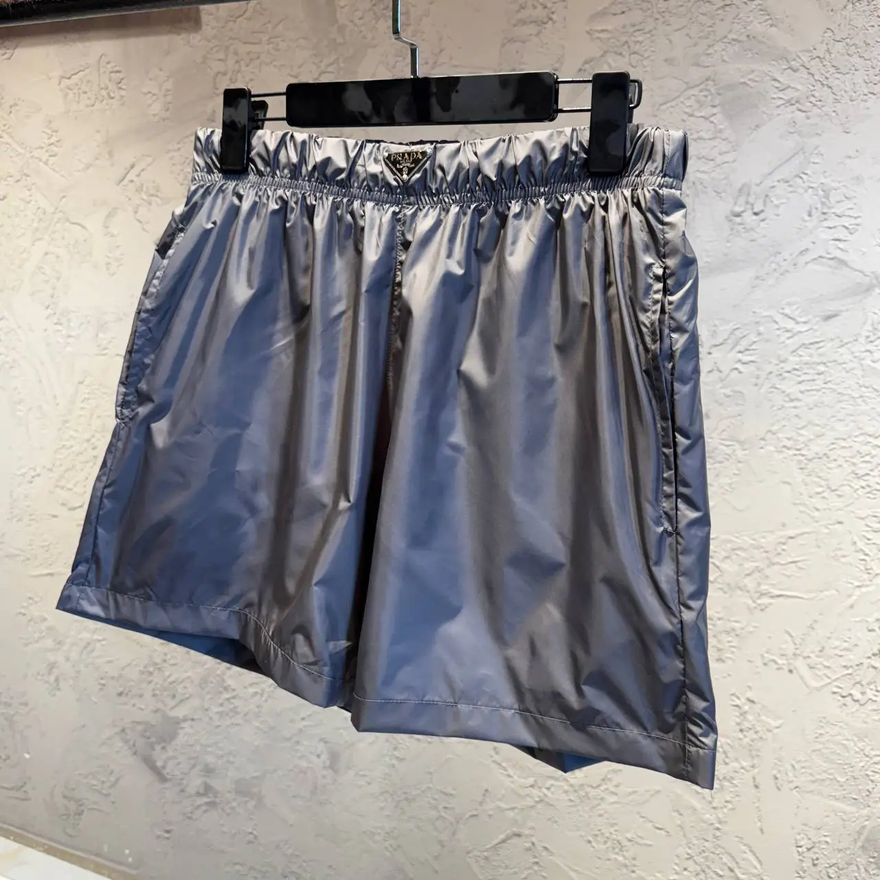 Prada Antrasit Logo Detaylı Deniz Şortu