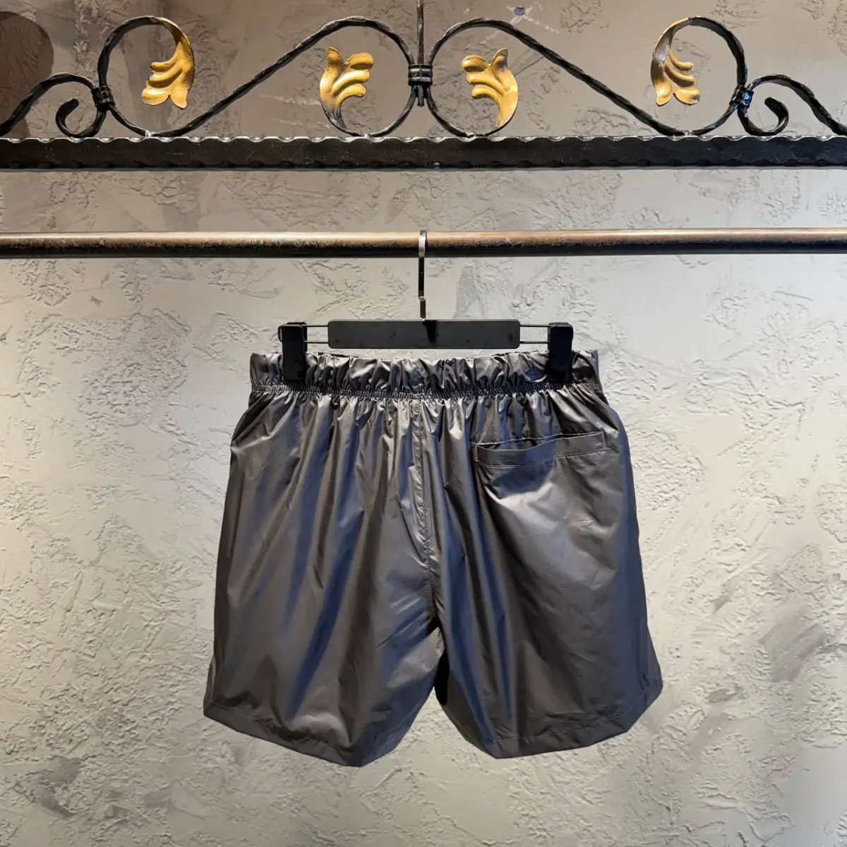 Prada Antrasit Logo Detaylı Deniz Şortu