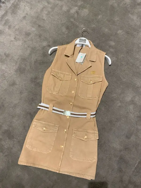 Celine Kahverengi Kot Elbise