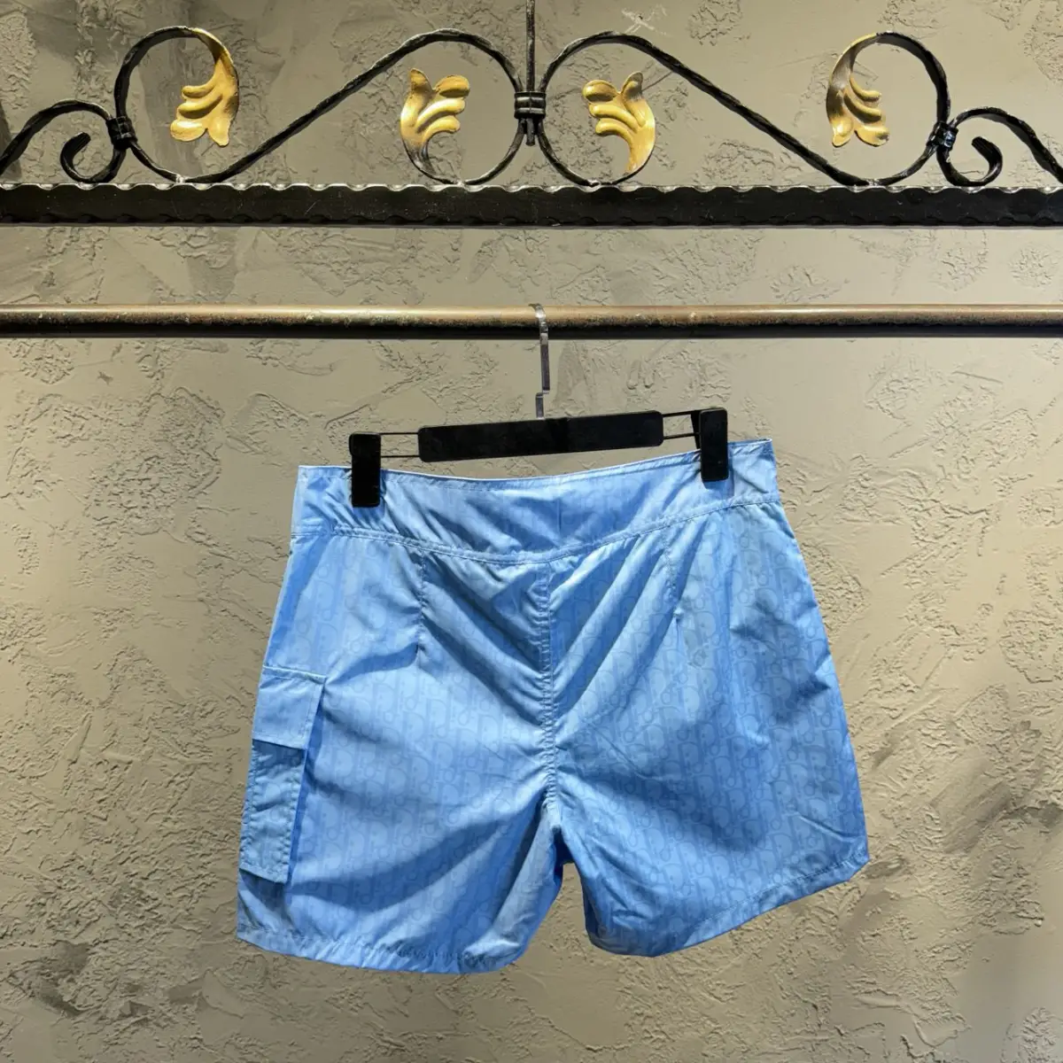 Dior Logo Detaylı Mavi Deniz Şortu