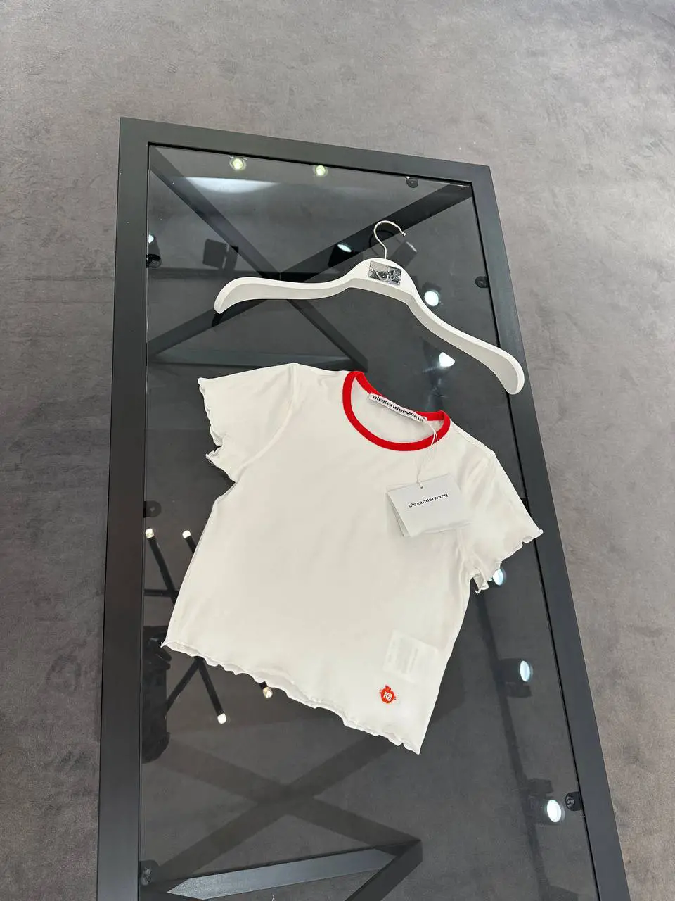 AlexanderWang Beyaz Kırmızı Crop Tişört