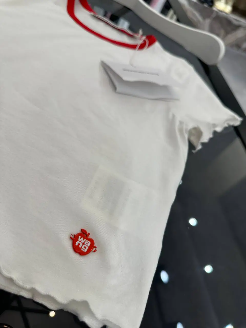 AlexanderWang Beyaz Kırmızı Crop Tişört