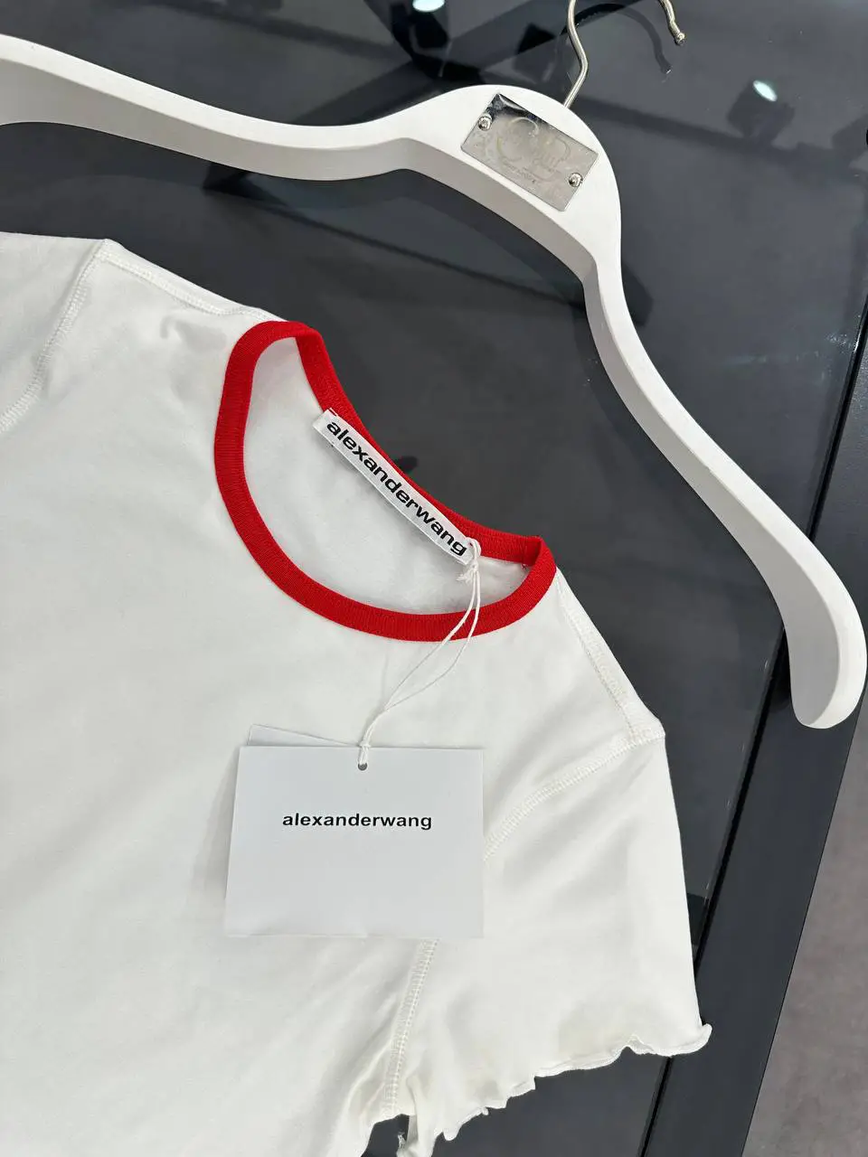 AlexanderWang Beyaz Kırmızı Crop Tişört