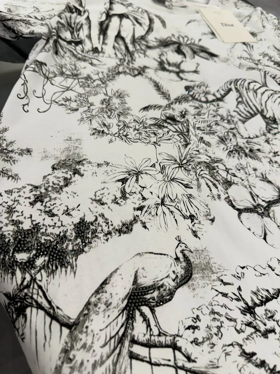 Dior Beyaz Çiçek Desenli Tişört