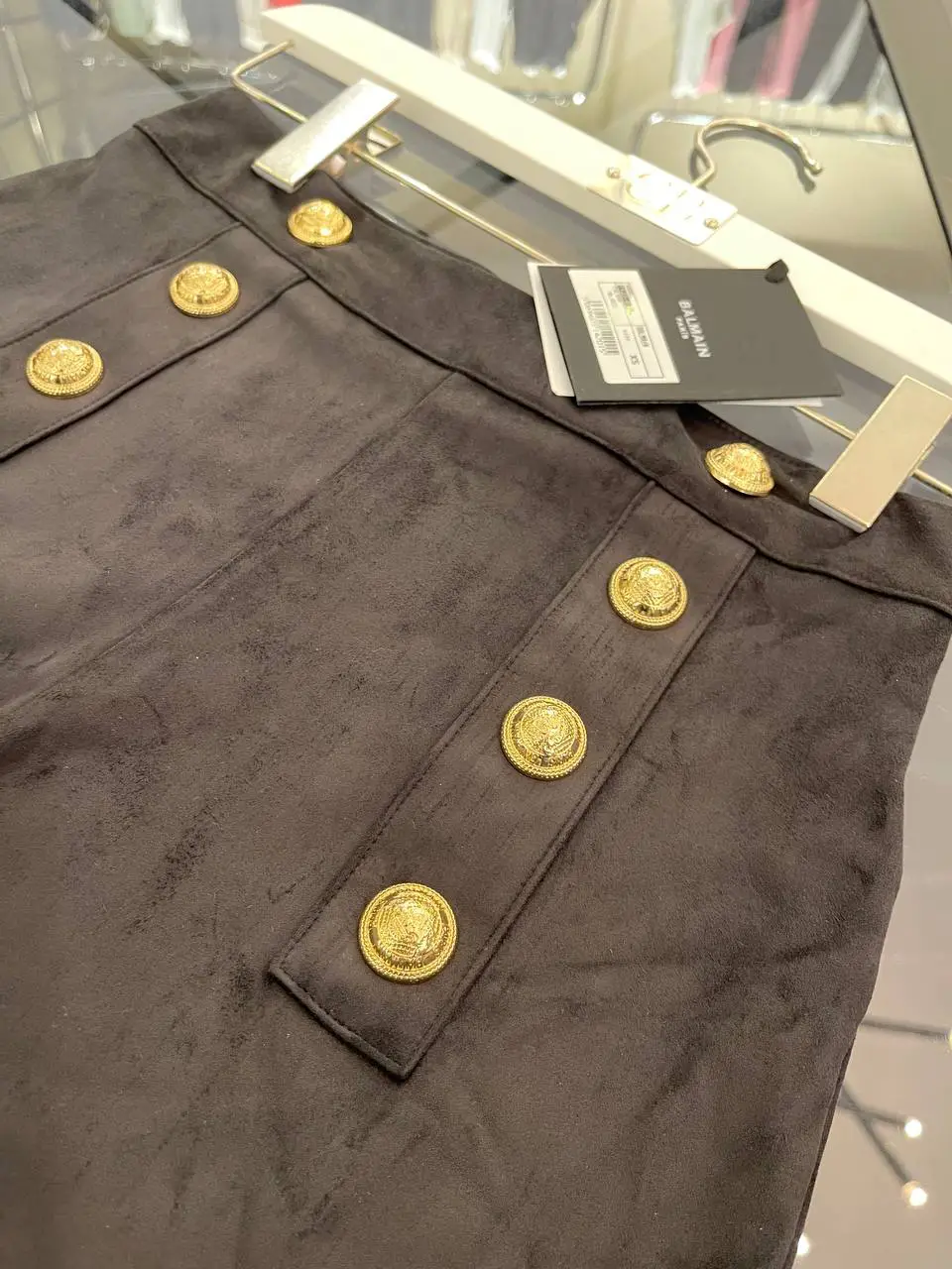 Balmain Gold Düğmeli Şort Etek