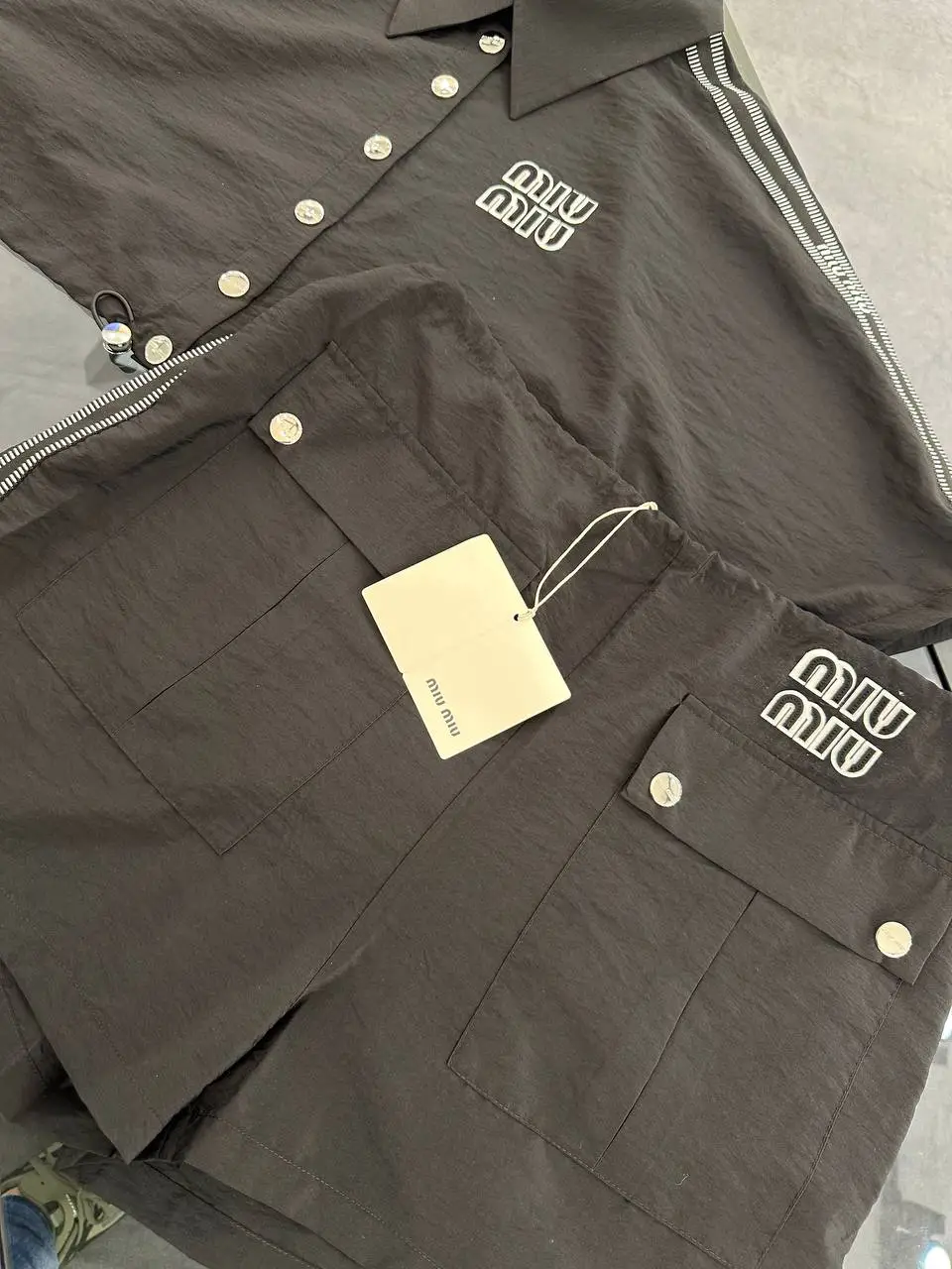 MiuMiu Siyah Gömlek Şort Takım