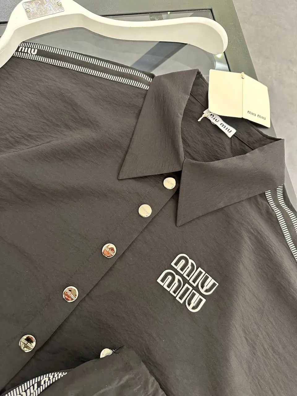 MiuMiu Siyah Gömlek Şort Takım