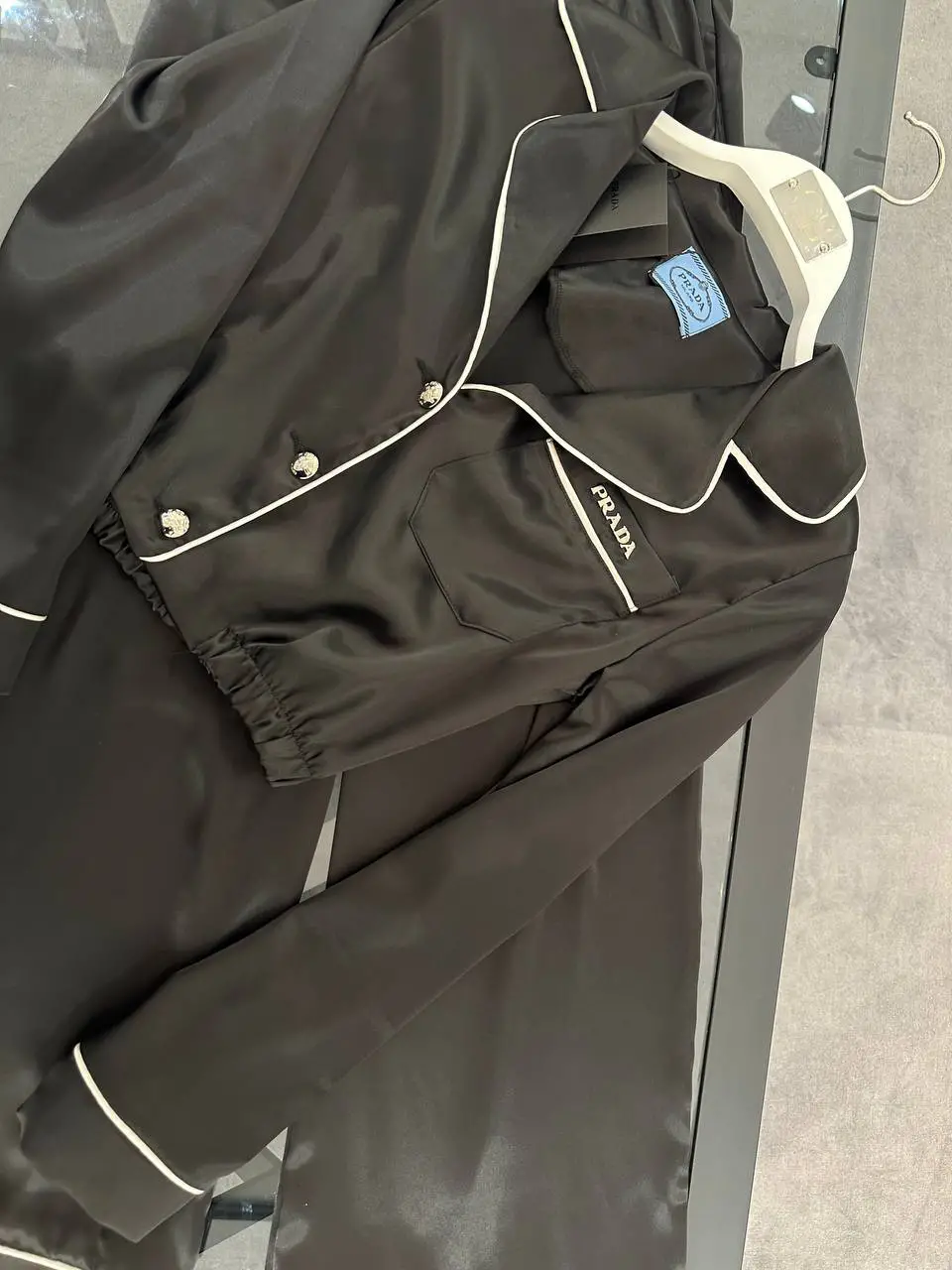 Prada Siyah Saten İkili Takım