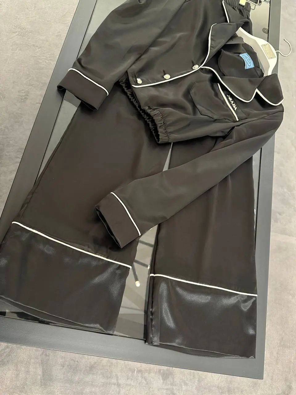 Prada Siyah Saten İkili Takım