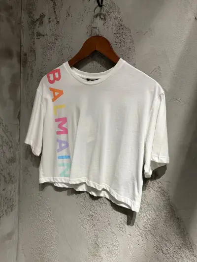 Balmain Baskılı Beyaz Tişört