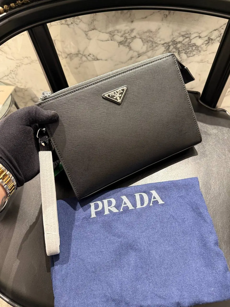 Prada Siyah Logo Detay Clutch