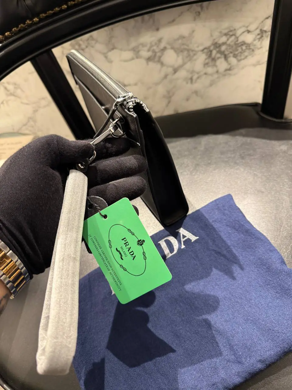 Prada Siyah Logo Detay Clutch