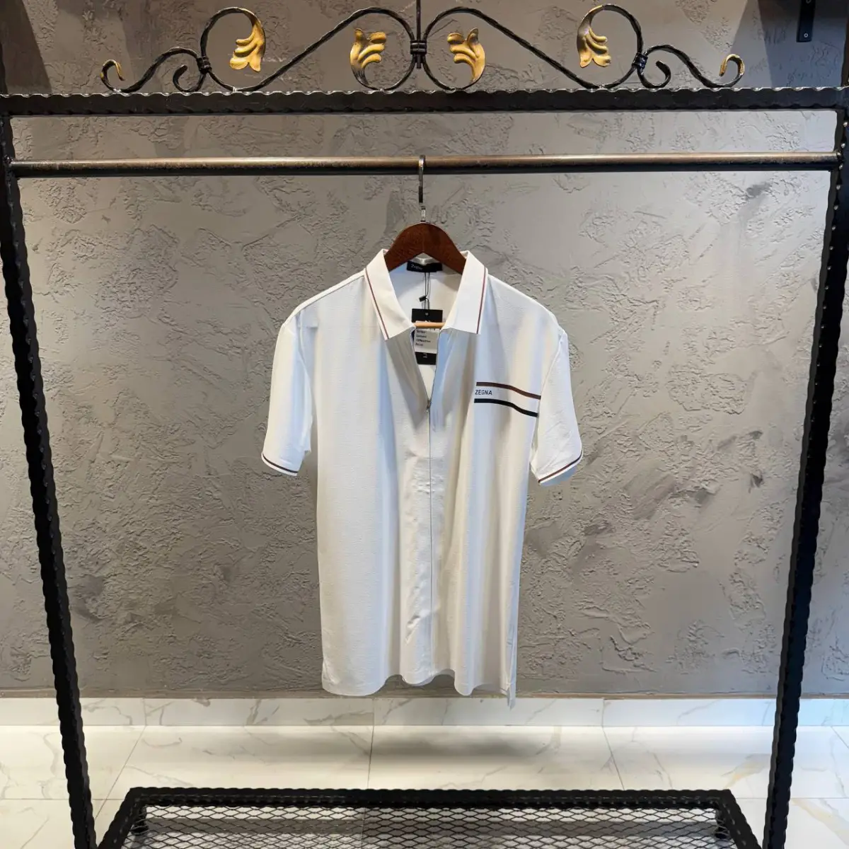 Zegna Beyaz Fermuar Detaylı Gömlek